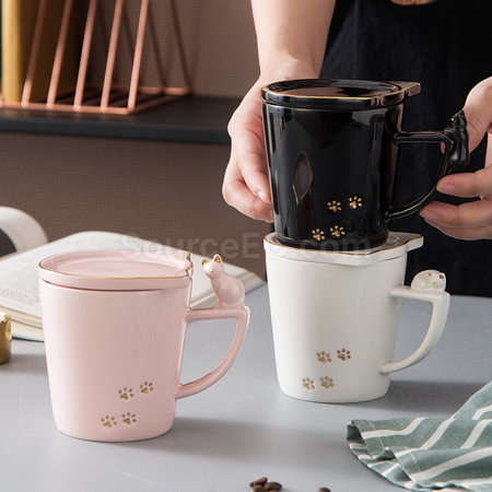 Customization Kitty Mug with Lid Promotional Products