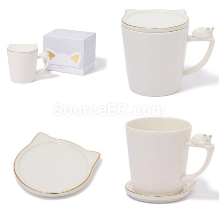 Customization Kitty Mug with Lid Promotional Products