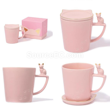 Customization Kitty Mug with Lid Promotional Products