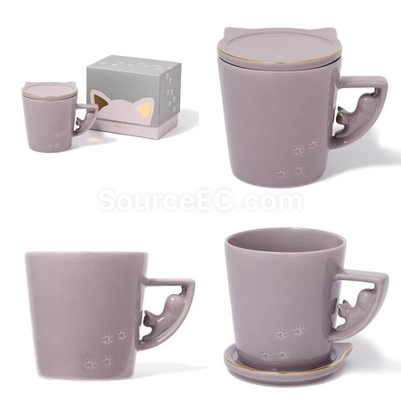 Customization Kitty Mug with Lid Promotional Products