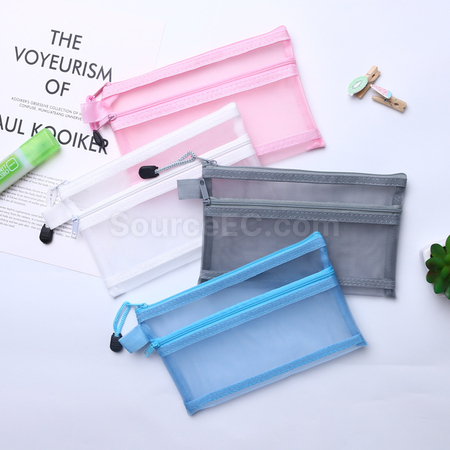 Customization Mesh Double Layer Zipper Document Bag Promotional Products
