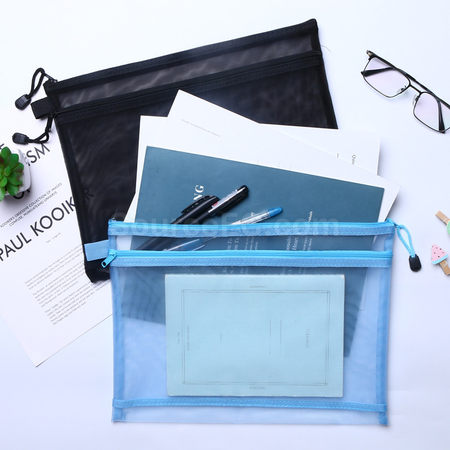 Customization Mesh Double Layer Zipper Document Bag Promotional Products