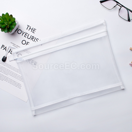 Customization Mesh Double Layer Zipper Document Bag Promotional Products