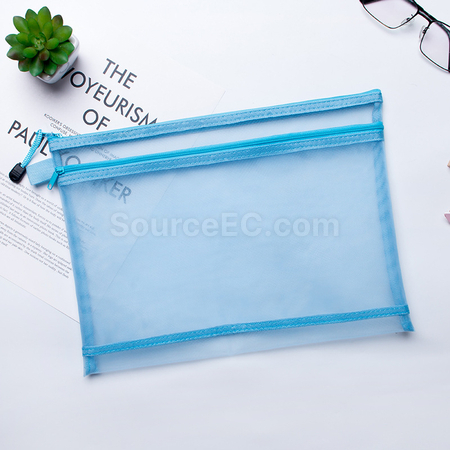 Customization Mesh Double Layer Zipper Document Bag Promotional Products