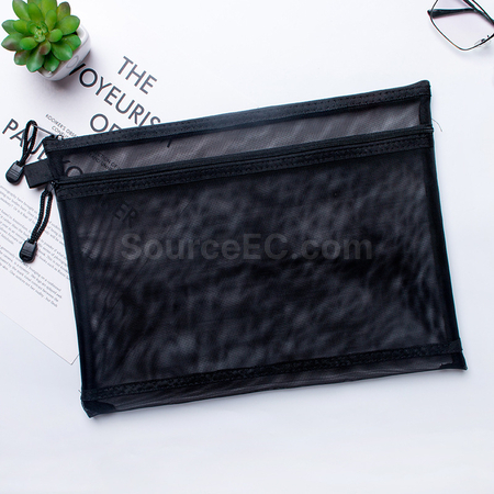 Customization Mesh Double Layer Zipper Document Bag Promotional Products