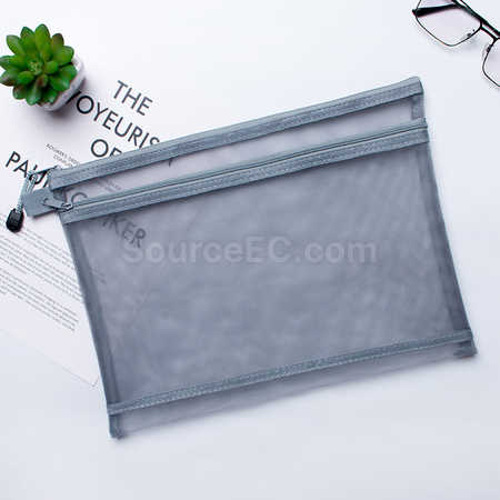 Customization Mesh Double Layer Zipper Document Bag Promotional Products