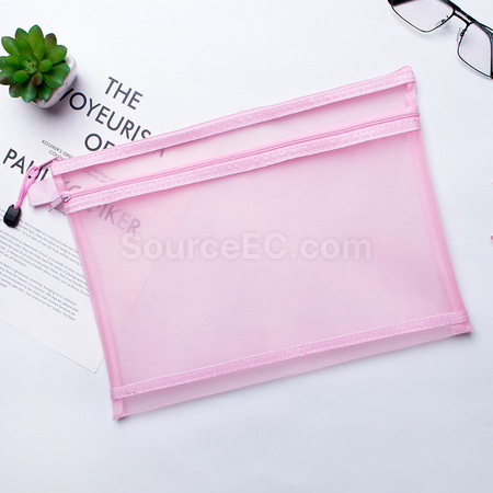 Customization Mesh Double Layer Zipper Document Bag Promotional Products