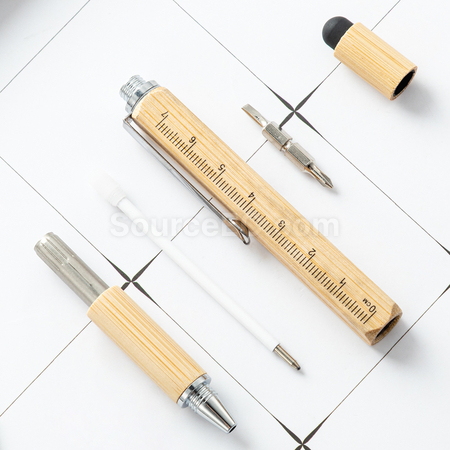 Customization 6-In-1 Bamboo Tool Pen Promotional Products