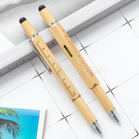 Customization 6-In-1 Bamboo Tool Pen Promotional Products