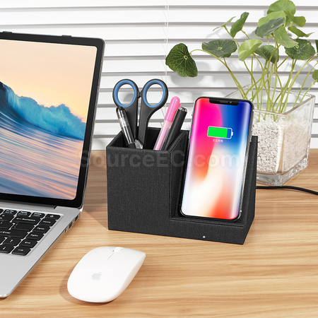 Customization Leather Wireless Charger With Pen Holder Promotional Products
