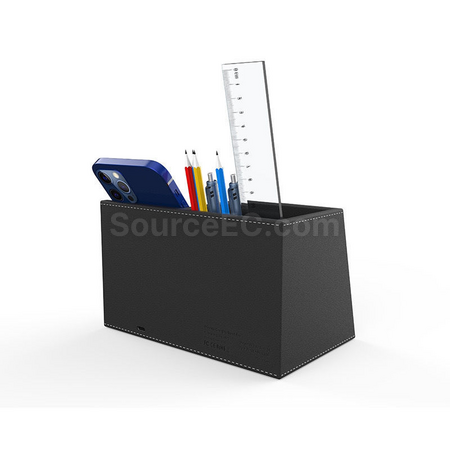 Customization Leather Wireless Charger With Pen Holder Promotional Products