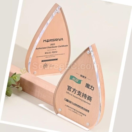 Customization Creative Water Drop Solid Wood Acrylic  rophy Promotional Products