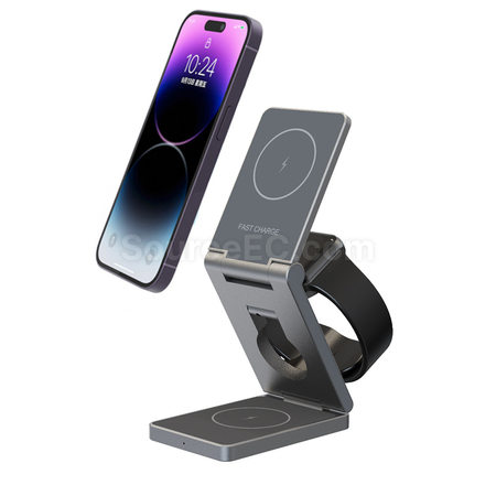 Customization Foldable Wireless Magnetic Three-In-One Charger Promotional Products