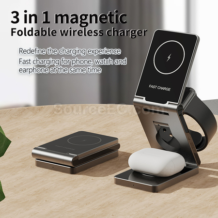 Customization Foldable Wireless Magnetic Three-In-One Charger Promotional Products