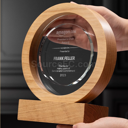 Customization Solid Wood Crystal Trophy Promotional Products