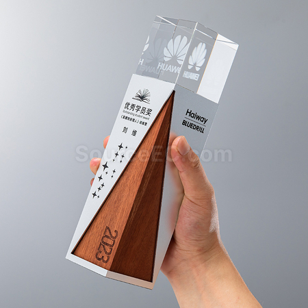 Customization Solid Wood Crystal Trophy Promotional Products