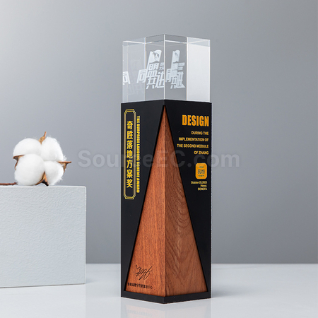 Customization Solid Wood Crystal Trophy Promotional Products