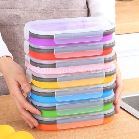 Customization Environmentally Friendly Silicone Folding Lunch Box(With Tableware) Promotional Products