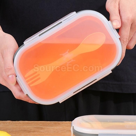 Customization Environmentally Friendly Silicone Folding Lunch Box(With Tableware) Promotional Products