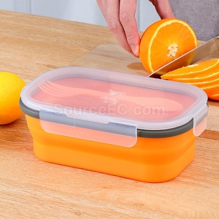 Customization Environmentally Friendly Silicone Folding Lunch Box(With Tableware) Promotional Products