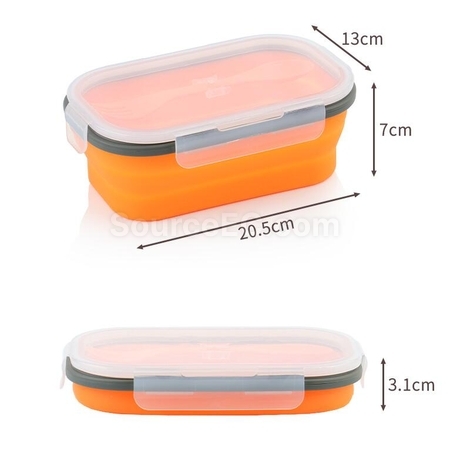 Customization Environmentally Friendly Silicone Folding Lunch Box(With Tableware) Promotional Products