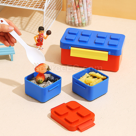 Customization Creative Building Block Double Layer Lunch Box Promotional Products