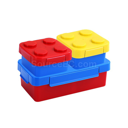 Customization Creative Building Block Double Layer Lunch Box Promotional Products