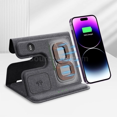 Customization Folding Wireless Charging Leather Phone Holder Promotional Products