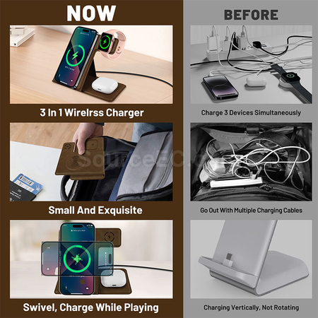 Customization Folding Wireless Charging Leather Phone Holder Promotional Products