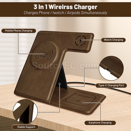 Customization Folding Wireless Charging Leather Phone Holder Promotional Products