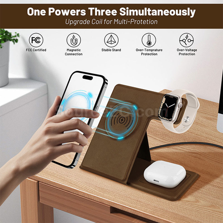 Customization Folding Wireless Charging Leather Phone Holder Promotional Products