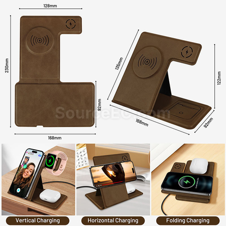 Customization Folding Wireless Charging Leather Phone Holder Promotional Products