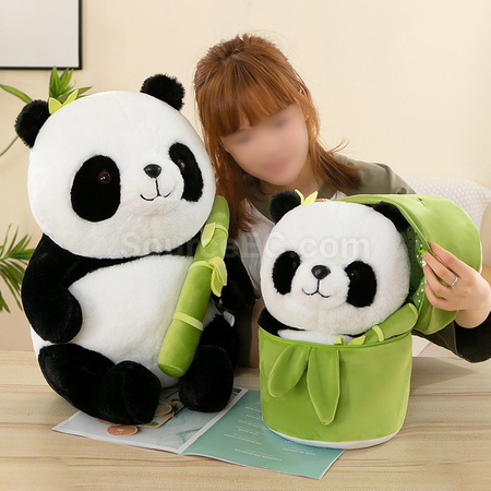 Customization Panda Hugging Bamboo Doll Promotional Products