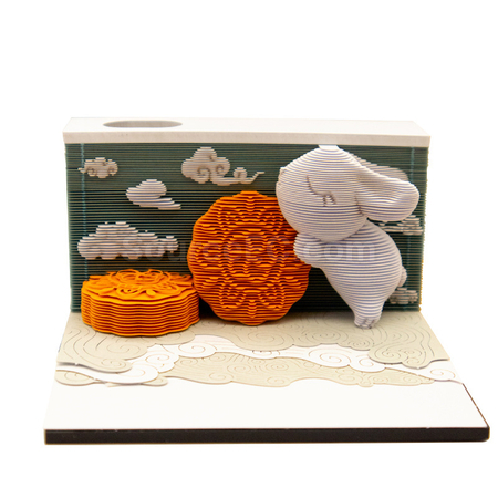 Customization Mid-Autumn Festival Creative 3D Moon Cake Paper Carving Note Paper Promotional Products