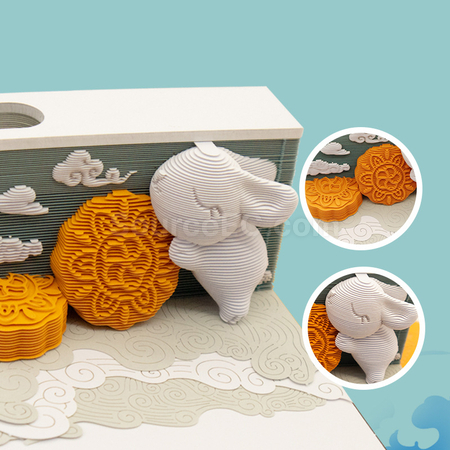 Customization Mid-Autumn Festival Creative 3D Moon Cake Paper Carving Note Paper Promotional Products