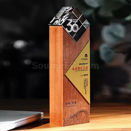 Customization Solid Wood Crystal Trophy Promotional Products