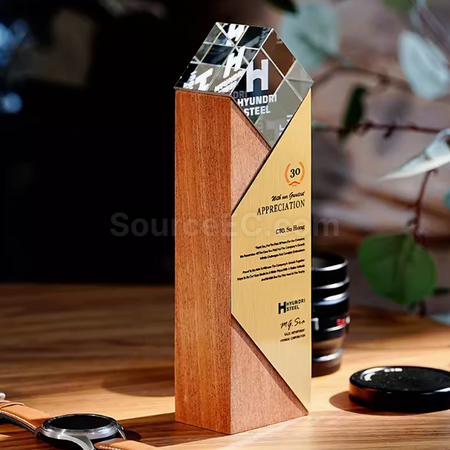 Customization Solid Wood Crystal Trophy Promotional Products