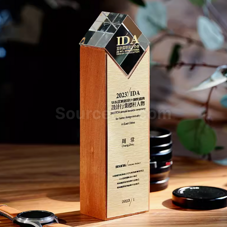 Customization Solid Wood Crystal Trophy Promotional Products