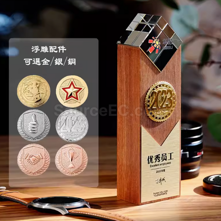 Customization Solid Wood Crystal Trophy Promotional Products