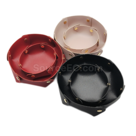 Customization Circular PU leather storage box Promotional Products