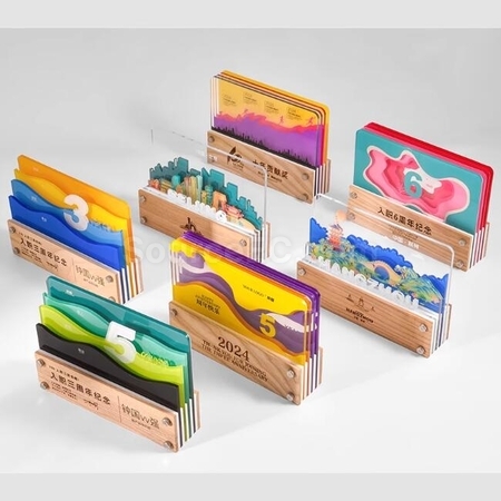 Customization Multi-Layered Spliced ​​Acrylic Solid Wood Series Trophies Promotional Products