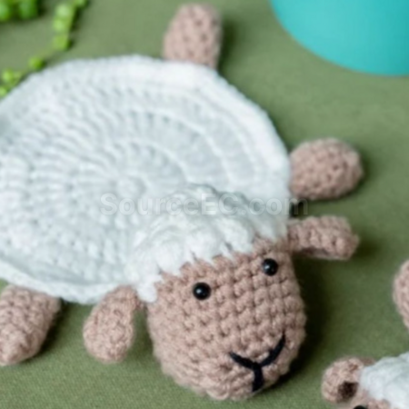Customization Cute lamb knitted coaster Promotional Products