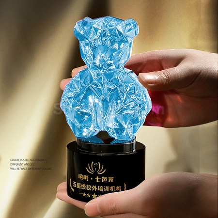 Customization Color-plated Bear Crystal Trophy Promotional Products