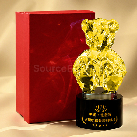 Customization Color-plated Bear Crystal Trophy Promotional Products