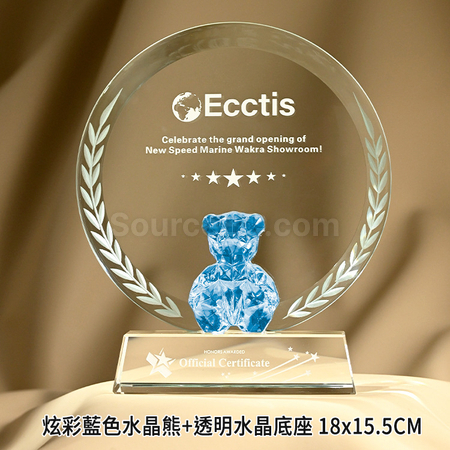Customization Color-plated Bear Crystal Trophy Promotional Products