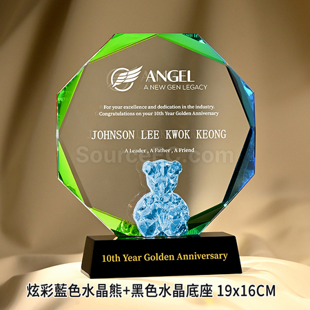 Customization Color-plated Bear Crystal Trophy Promotional Products