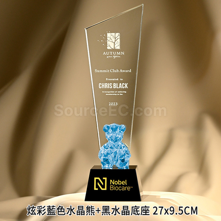 Customization Color-plated Bear Crystal Trophy Promotional Products