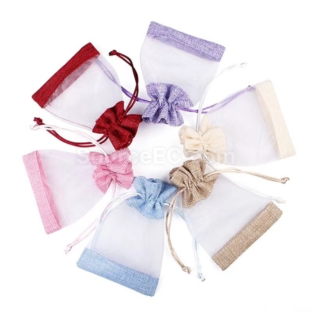 Customization Organza patchwork linen bundle pocket Promotional Products