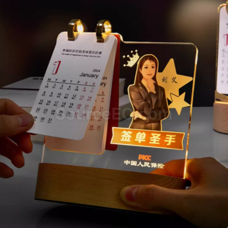 Customization Creative luminous night light table calendar trophy Promotional Products