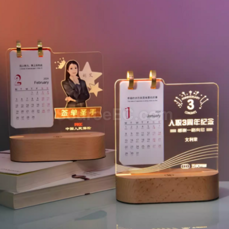 Customization Creative luminous night light table calendar trophy Promotional Products